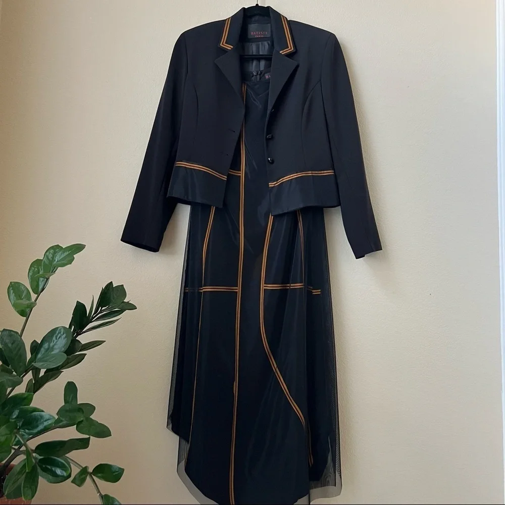 BATISTE Paris French Designer Blazer Dress Suite Set, size 38-40 FR